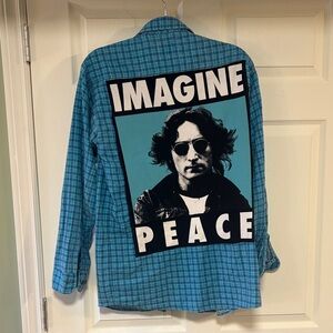 Sojara Vintage John Lennon “Imagine Peace” Flannel Shirt